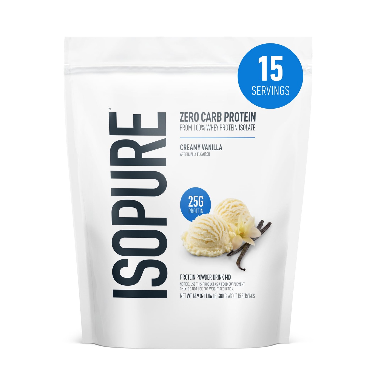 Isopure Zero Carb 100% Pure Whey Isolate Protein Powder, Lactose Free, Gluten…