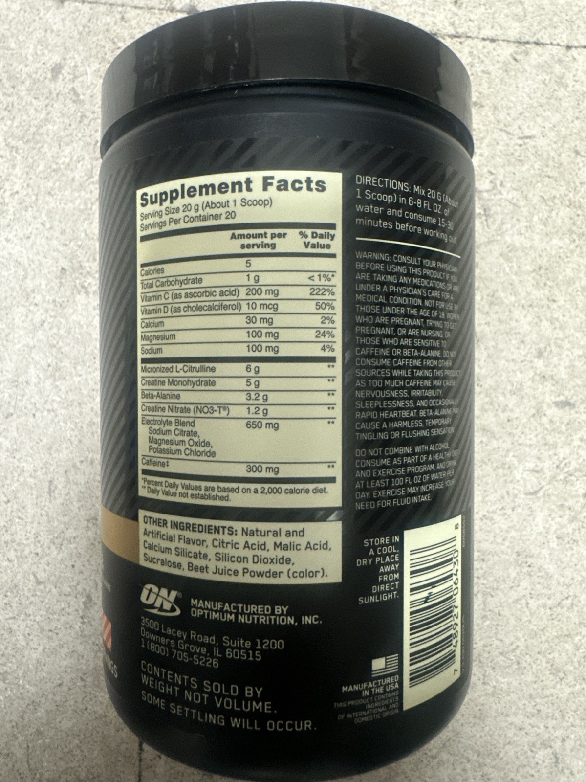 Optimum Nutrition Pre Advanced 20 Servings Strawberry Mango Daiquiri Exp 11/26