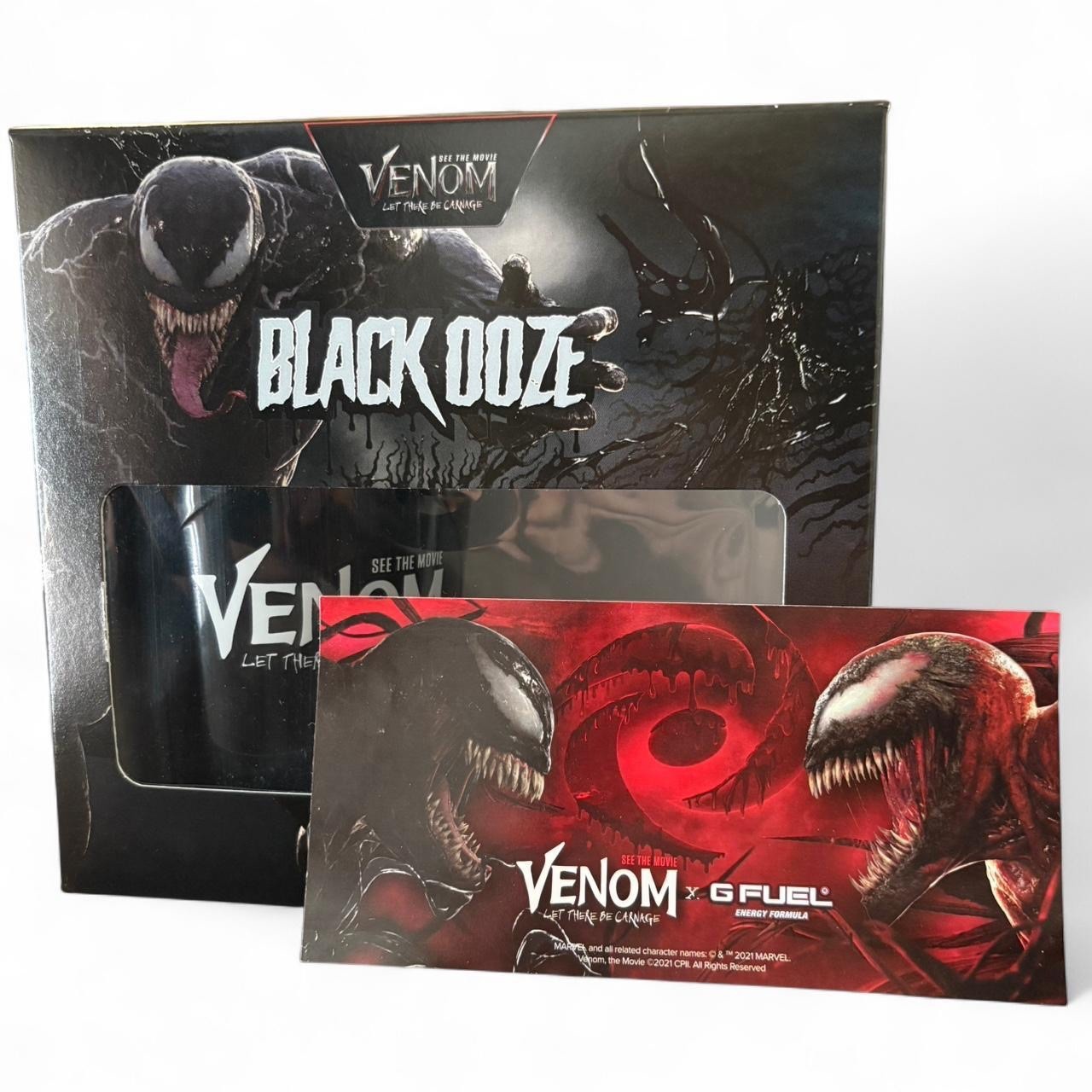 Let There Be Carnage: Venom Black Ooze G FUEL collectors box comes with sticker