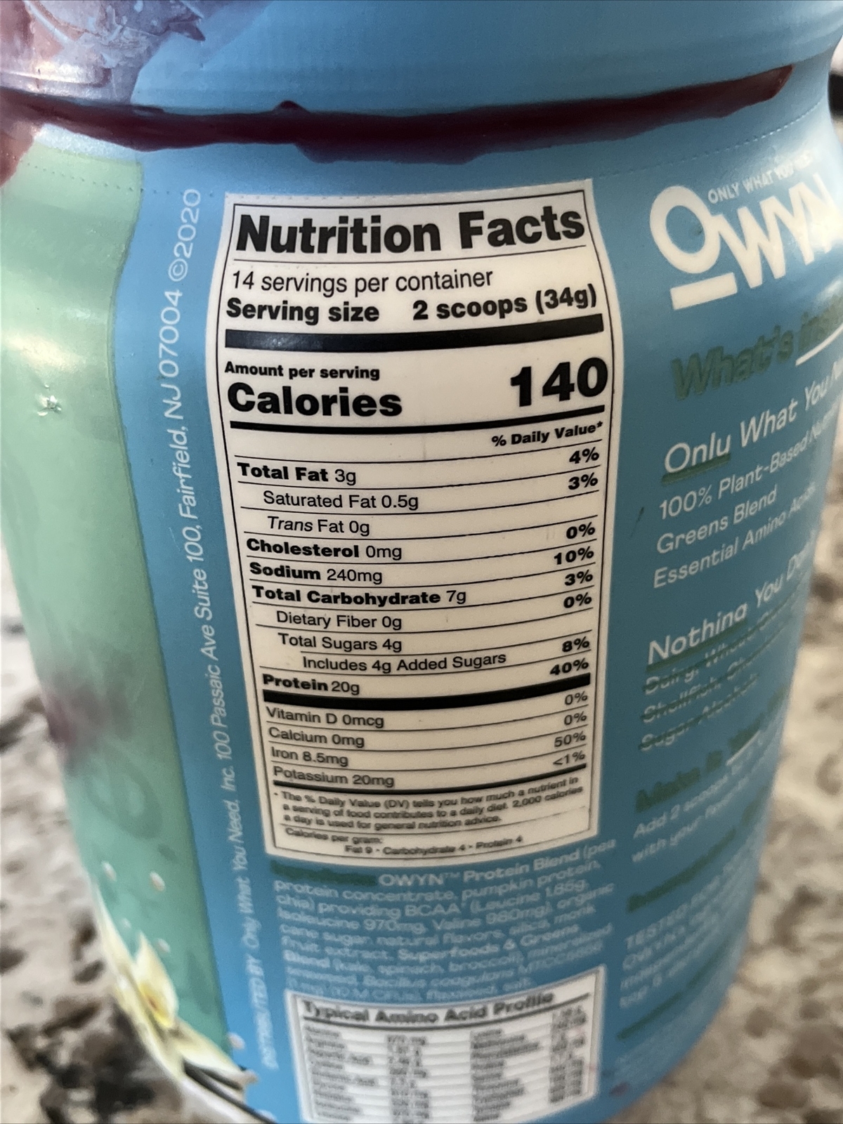 OWYN Only What You Need Plant-Based Protein , Smooth Vanilla, 1.05 lbs