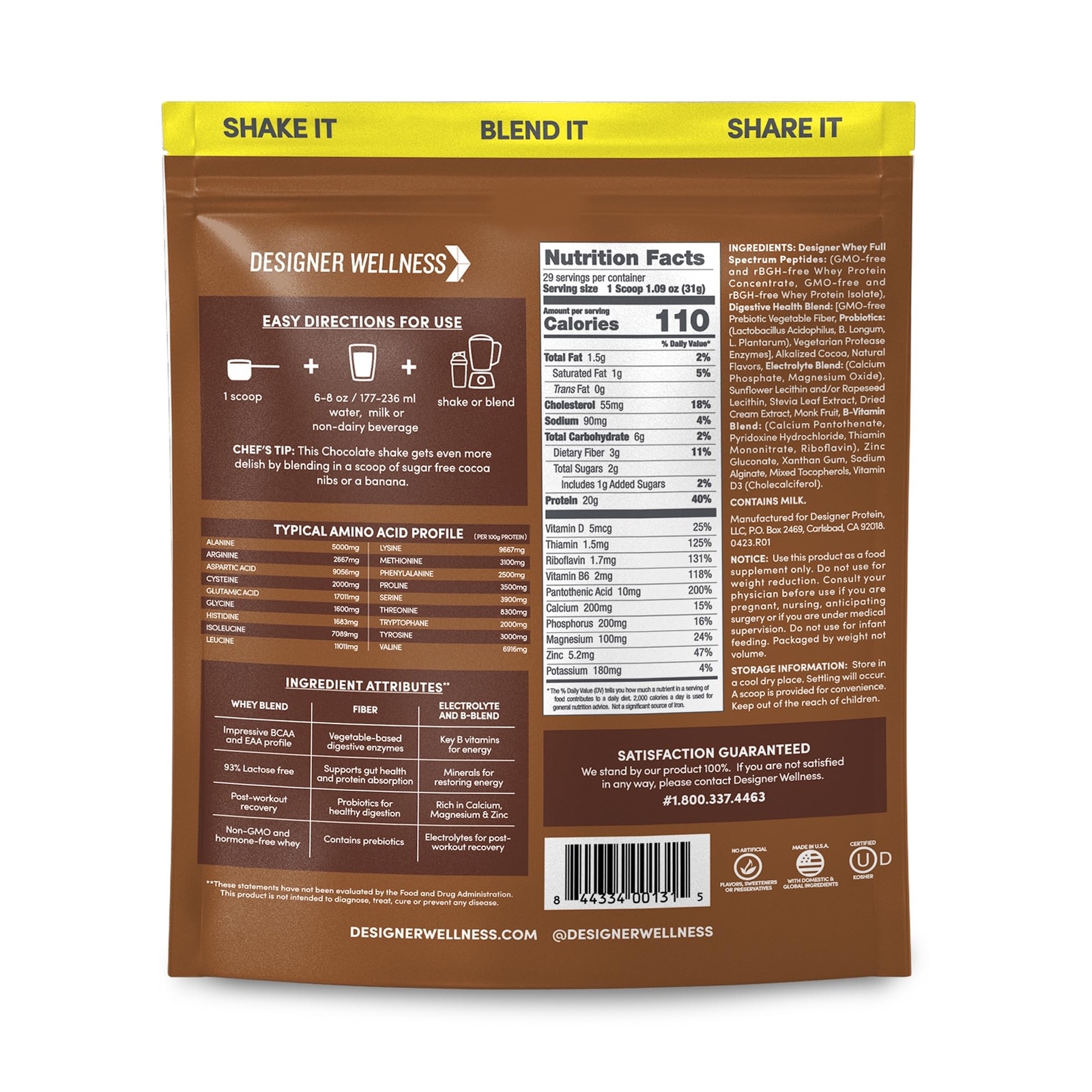 Gourmet Chocolate Protein Supplement Powder 29 Servings Natural Protein 20g