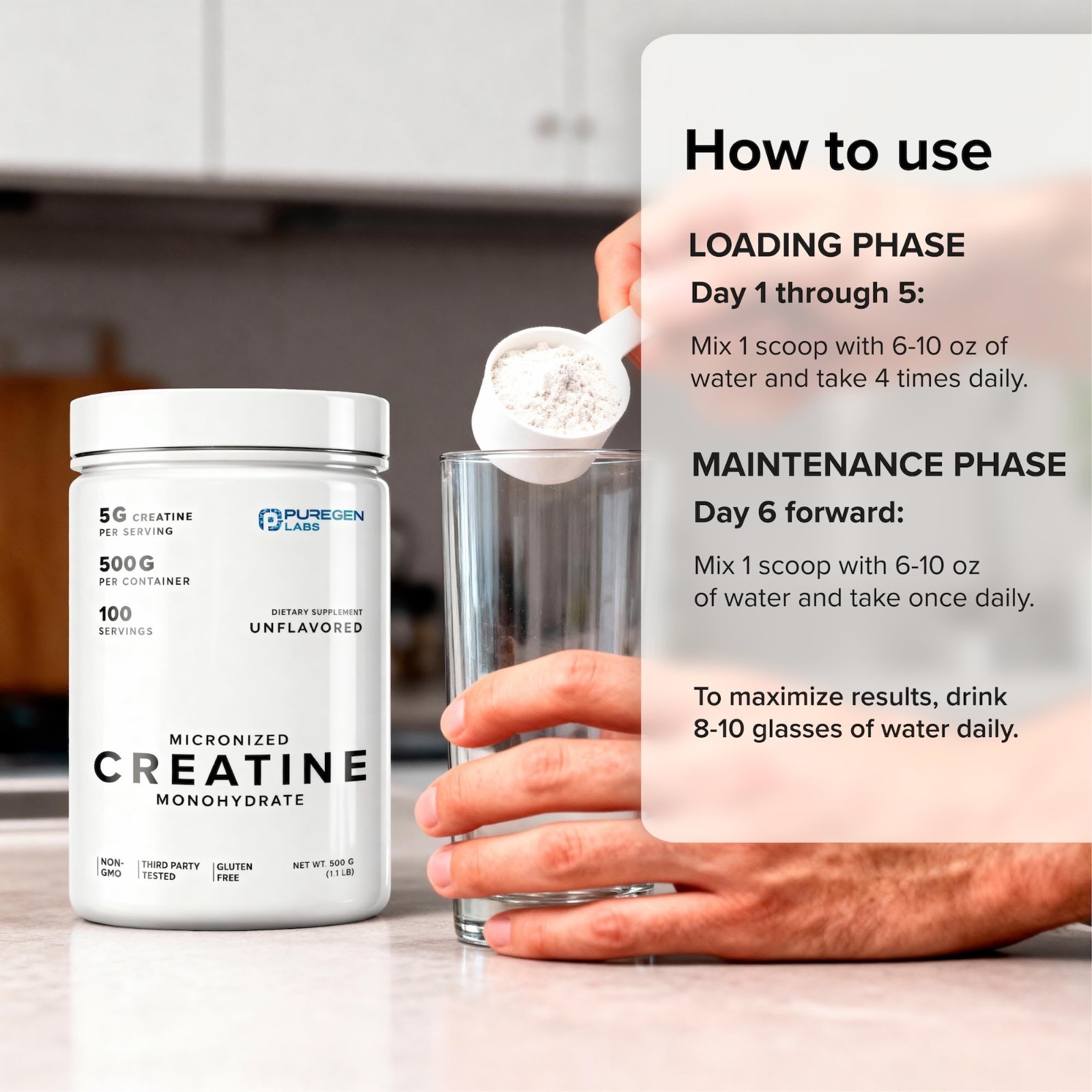 Micronized Creatine Monohydrate Powder 500g – Pure, Unflavored, No Additives, 10