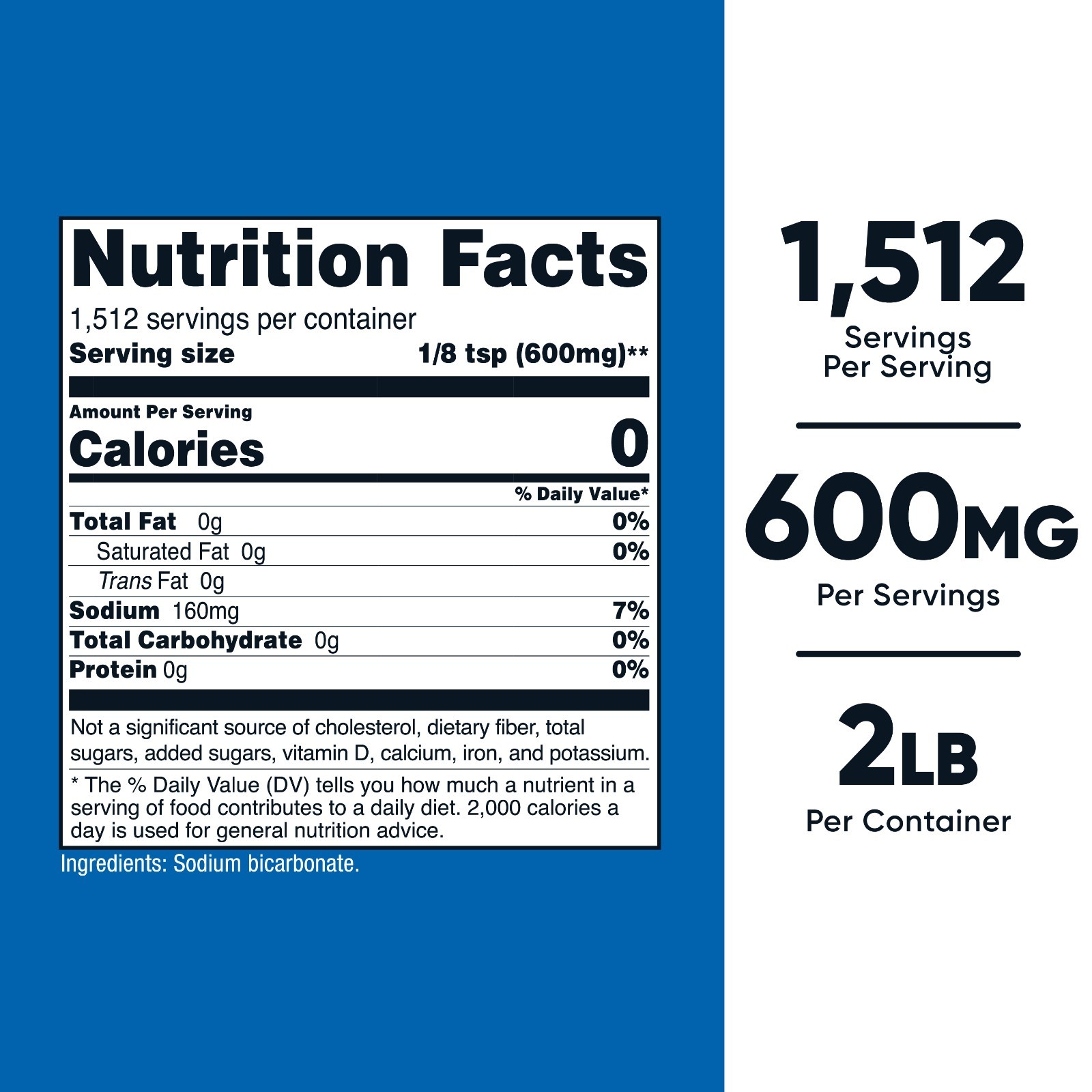 Nutricost Sodium Bicarbonate (2 LB) – 600mg Per Serving, Non-GMO, Gluten Free
