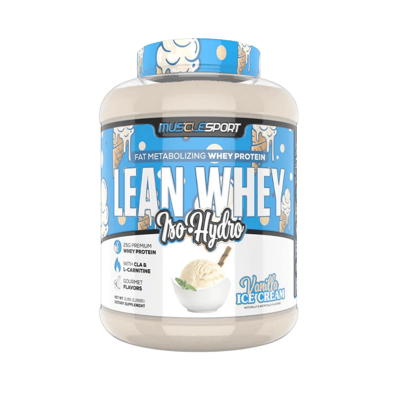 Lean Whey, Iso-Hydro, VANILLA ICE CREAM , 5 lbs (2,275 g)