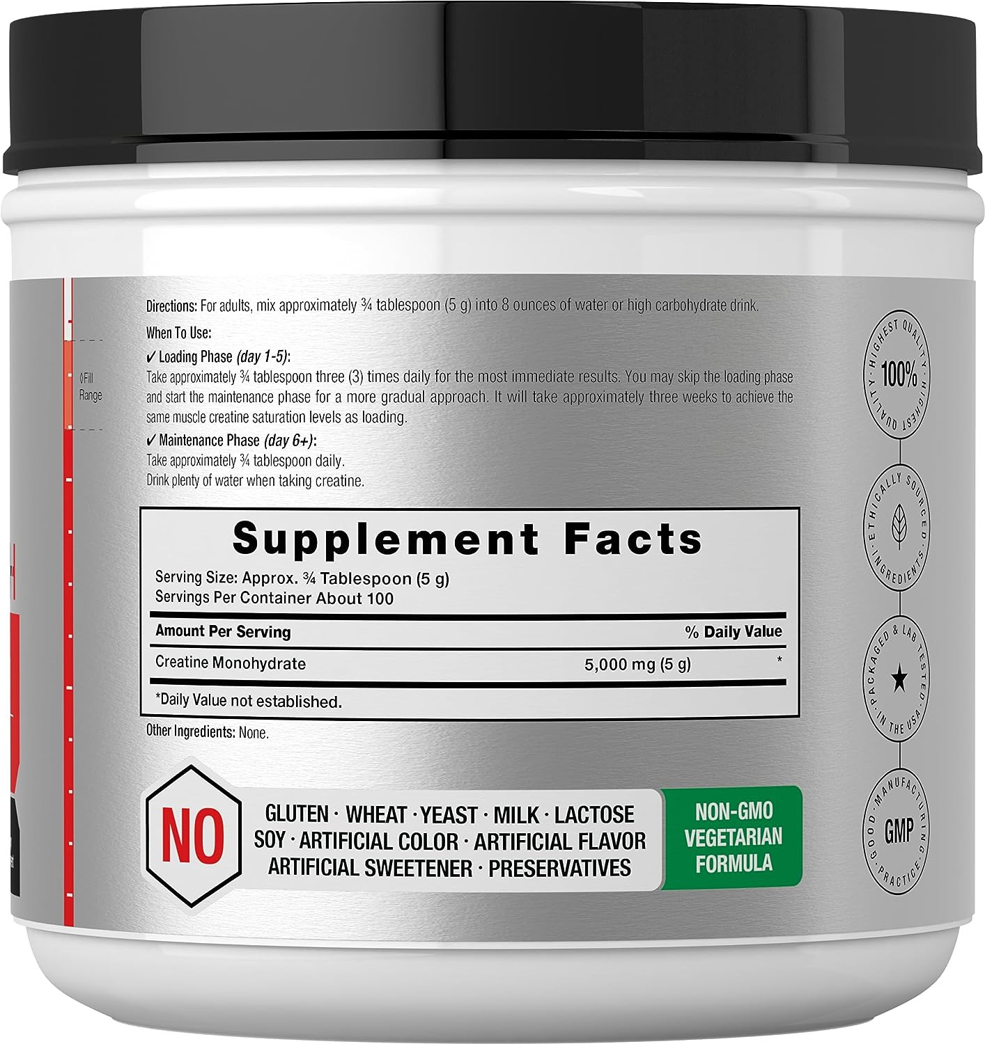 Creatine Monohydrate Powder 17.6 oz Non-GMO & Gluten Free Supplement by Horbaach
