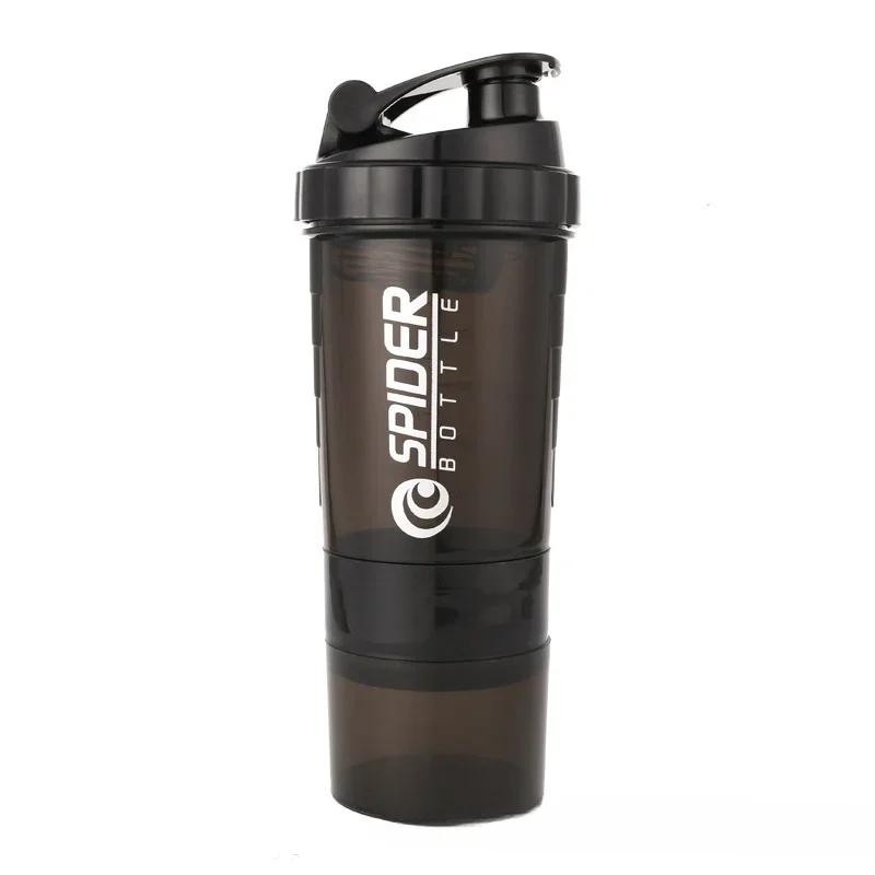 500ml Protein Shaker Bottle Layered Powder Storage Water Bottle Wire Ball