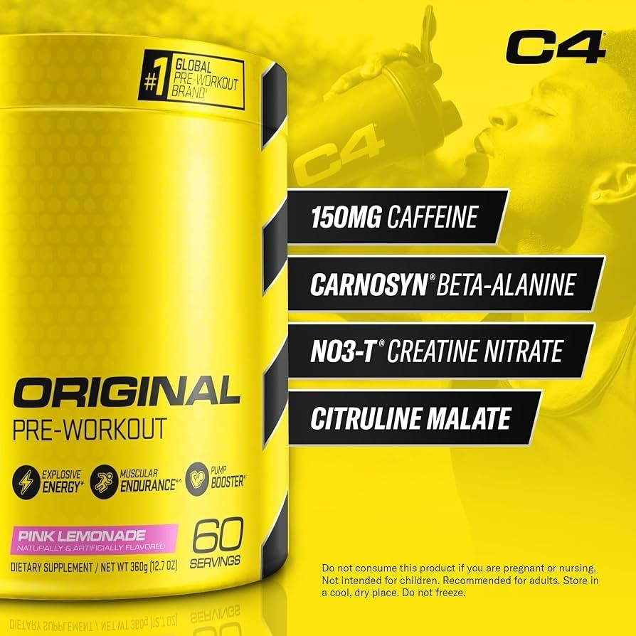 Cellucor C4 Original Pre Workout Powder Pink Lemonade 60 Servings