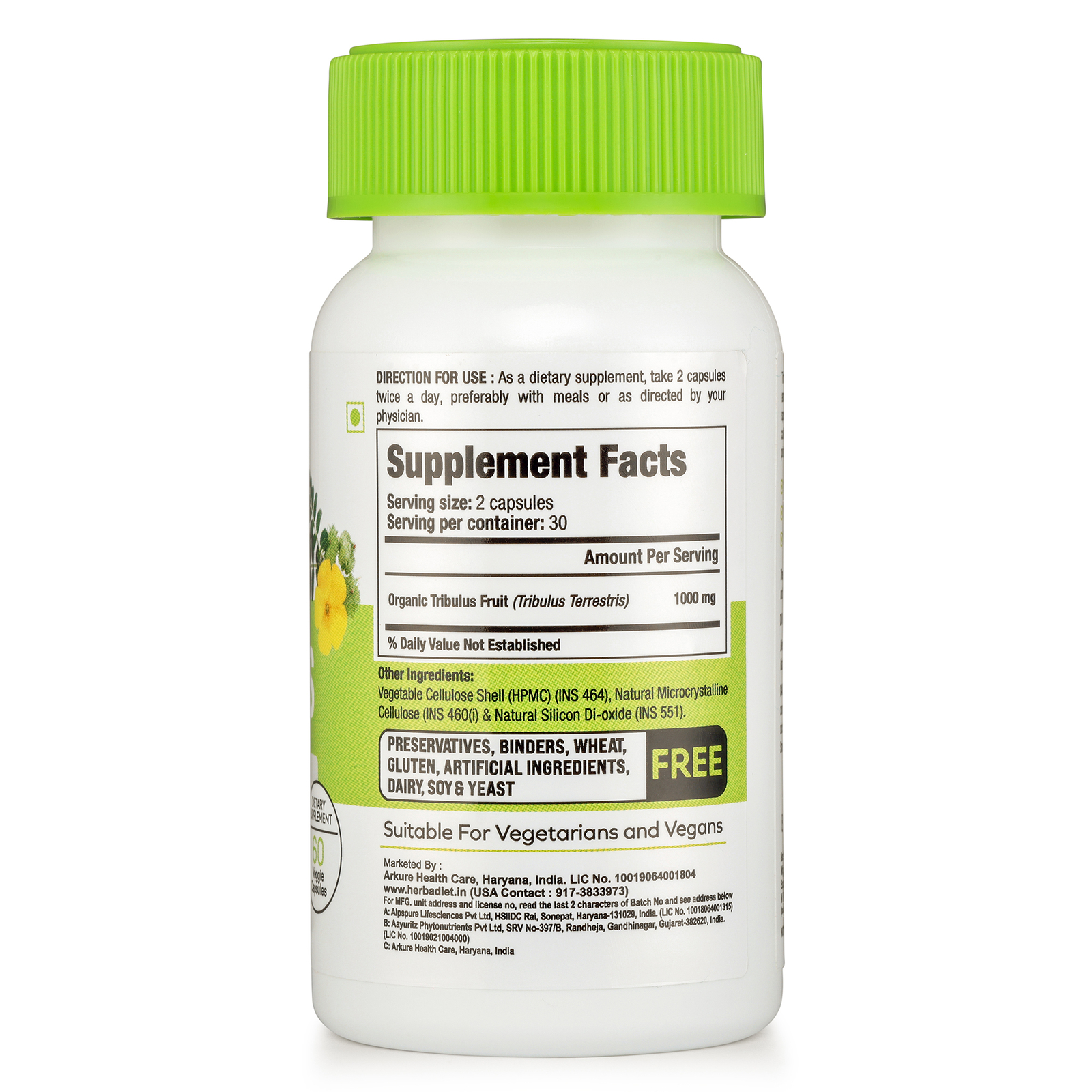 Organic Tribulus Terrestris Capsules – Muscle Booster with High Potency Saponins
