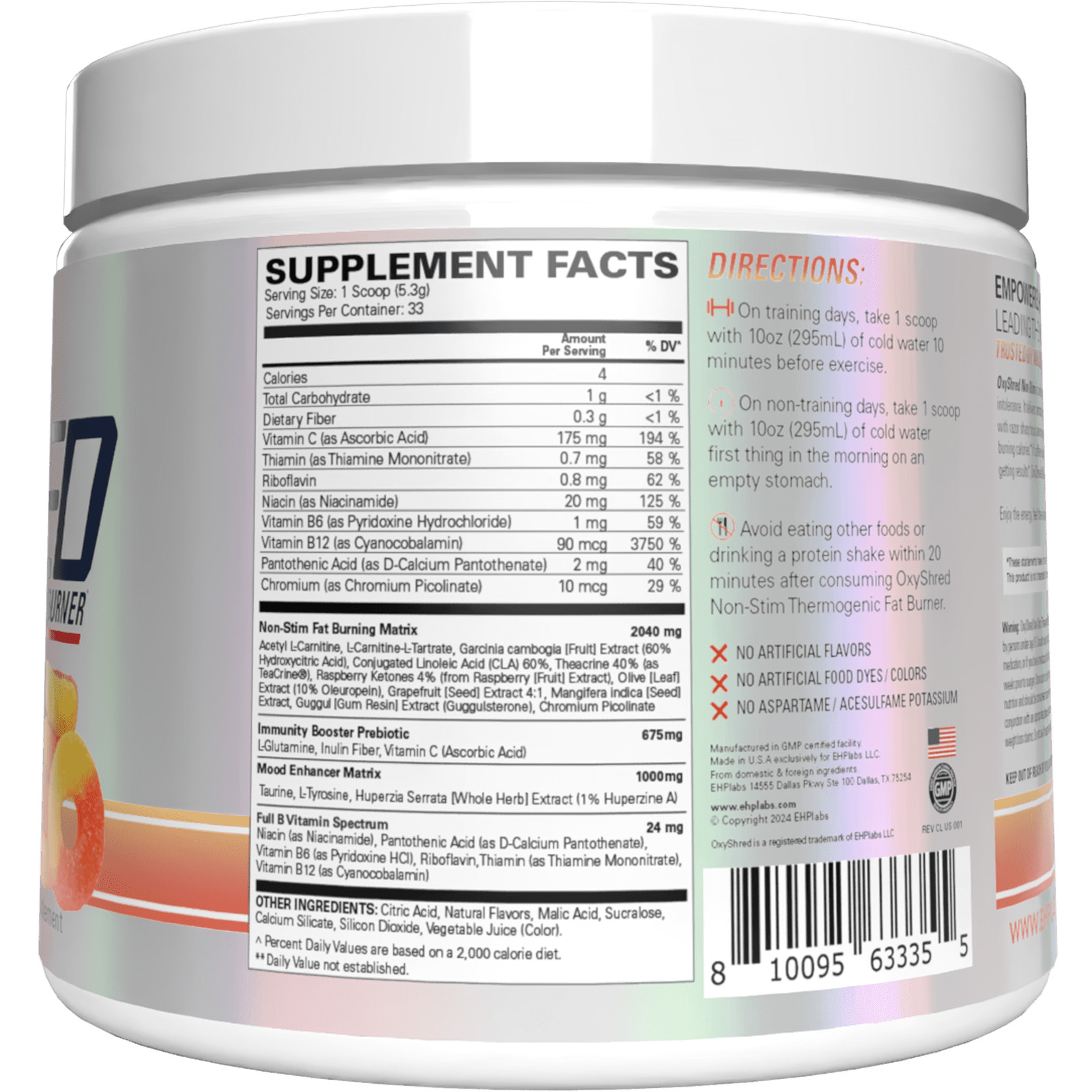 EHP LABS OxyShred Non Stimulant , Caffeine Free Pre-Workout Supplement