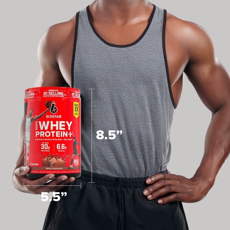 Six Star 100% Whey Protein Plus Powder 30g High Protein Triple Chocolate 1.81 lb