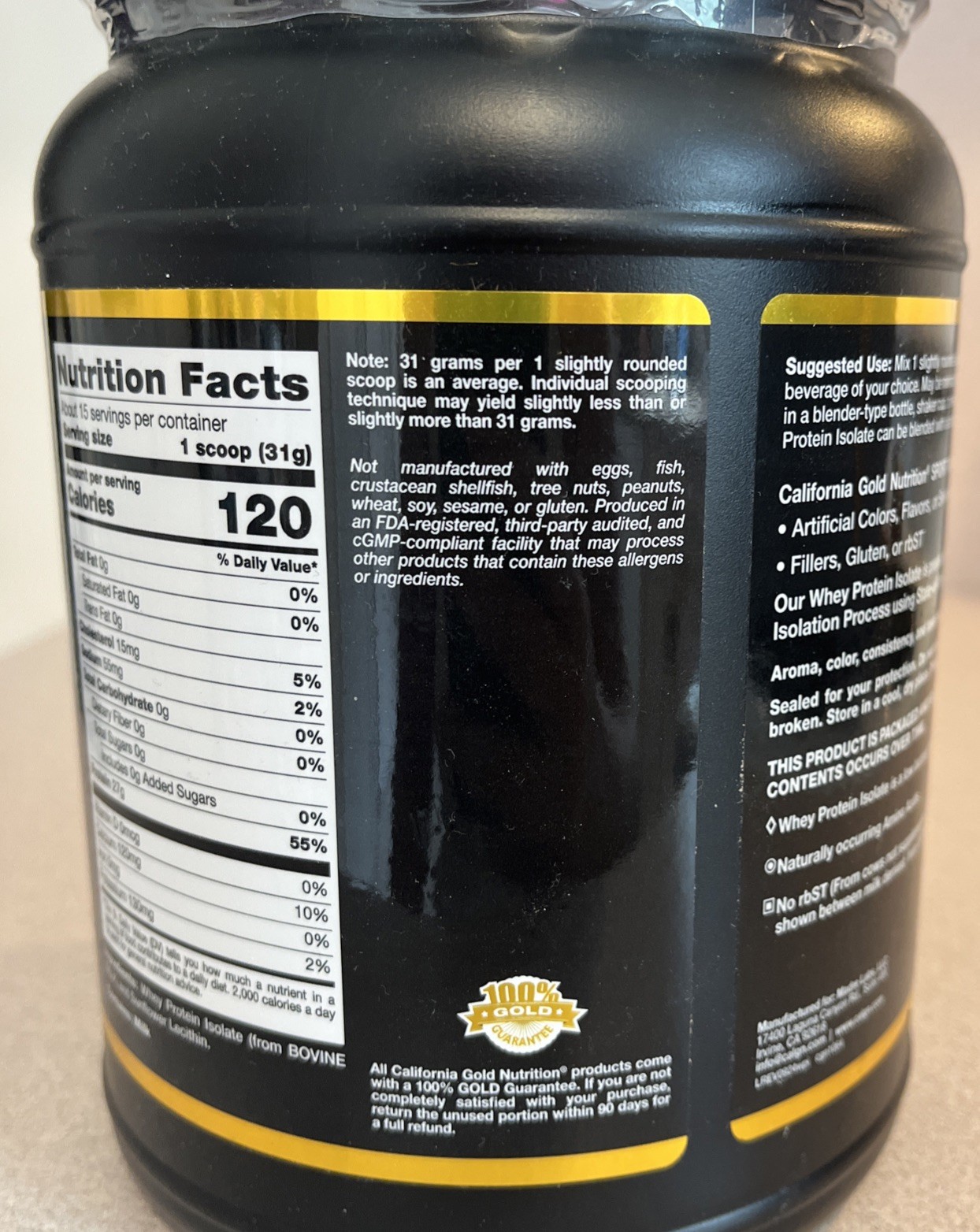 California Gold Nutrition Whey Protein Isolate Unflavored 1 Pd Sealed Ex 10/27