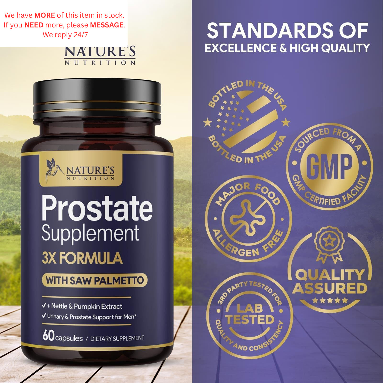 Prostate Health Supplements for Men – 3X Strength with 60 Count (Pack of 1)