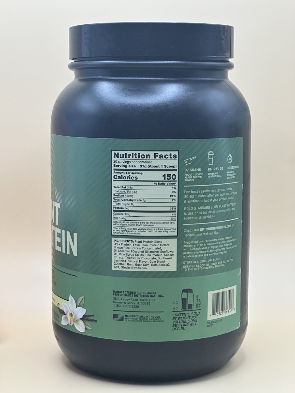 Gold Standard® 100% Plant Protein, Creamy Vanilla, 1.63 lbs (740 g)