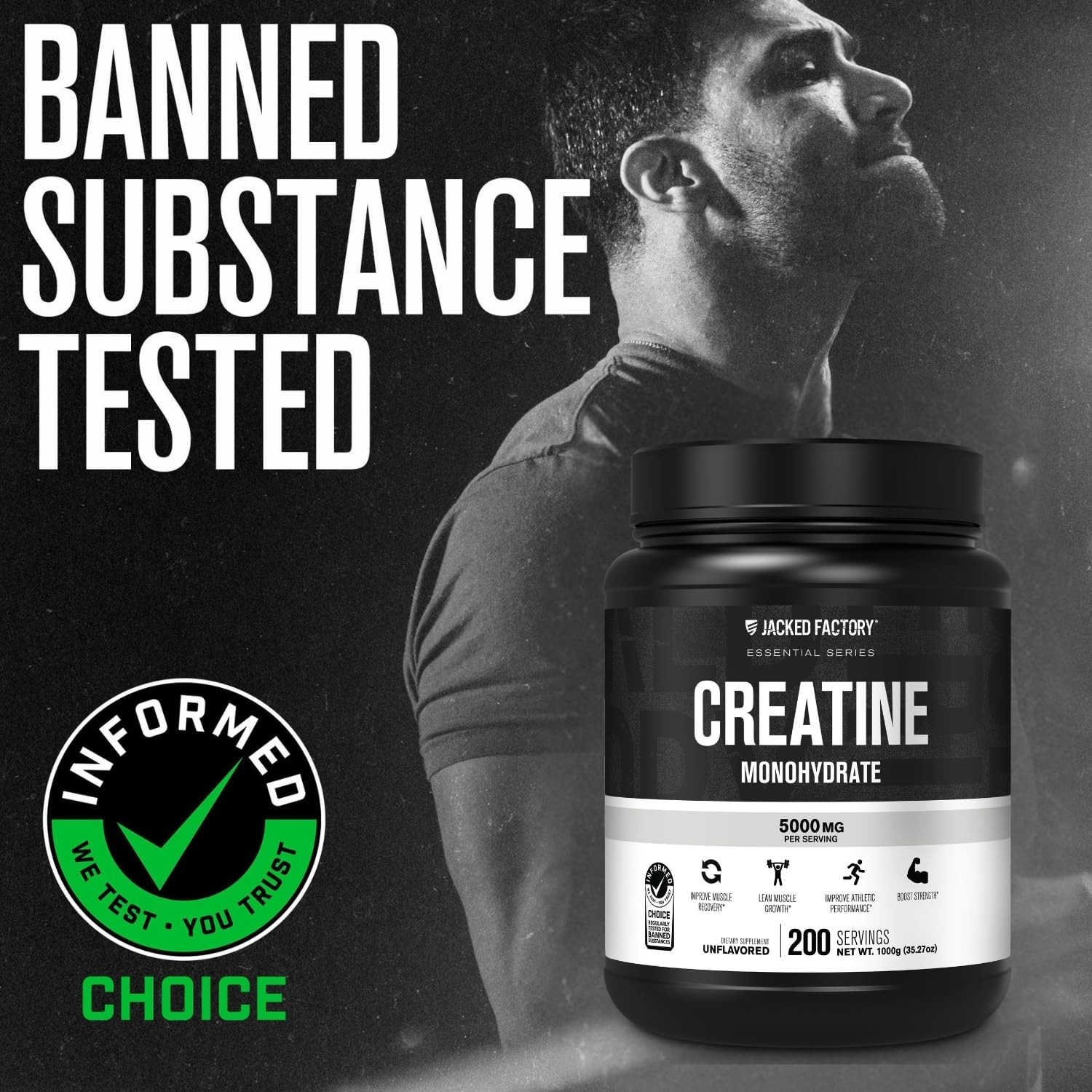 Micronized Creatine Monohydrate Powder 1000g – Vegan, 5g Daily, 200 Servings