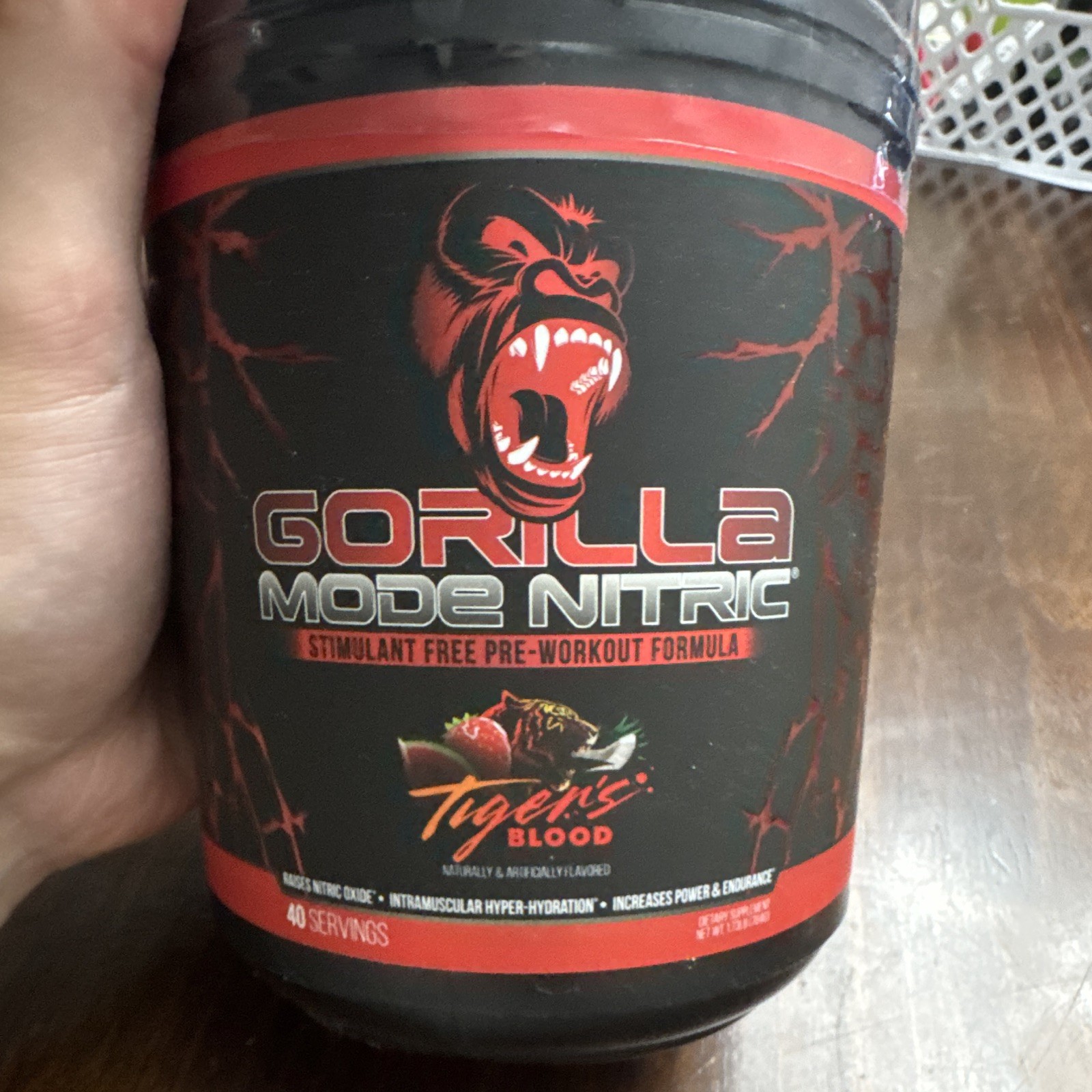 Gorilla Mind Mode Nitric Stimulant-Free Pre-Workout Tiger’s Blood 40 Servings