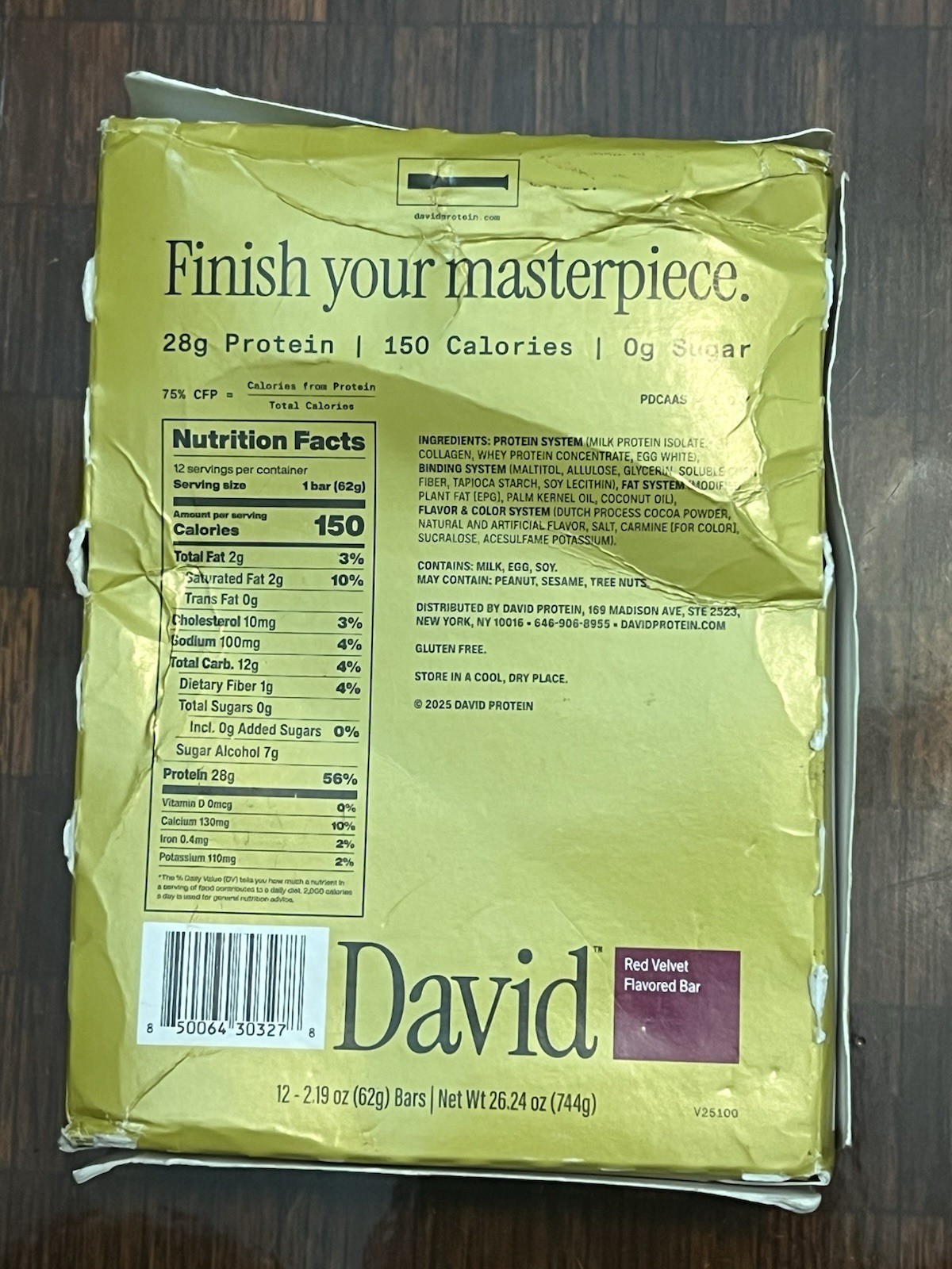David Red Velvet Protein Bars 12 Pack Gluten-Free 28g Protein 150 Cal 0g Sugar