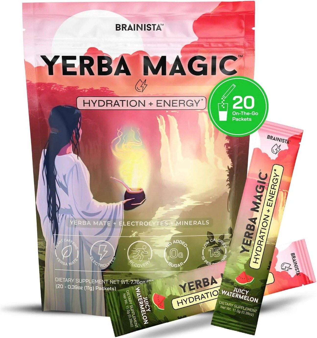 Brainista Yerba Magic Electrolyte Hydration + Energy Powder 20 Juicy