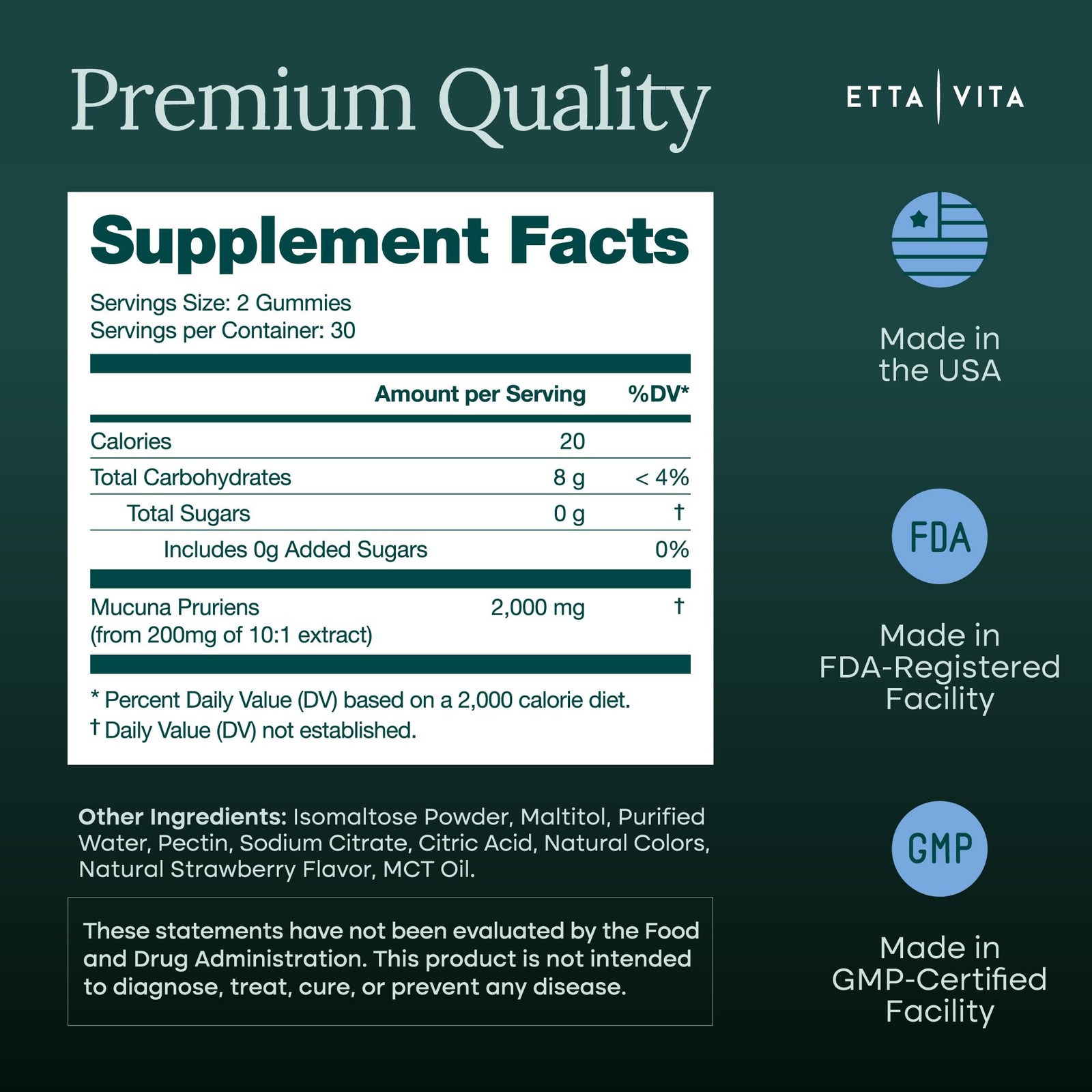 Dopamine Supplement SugarFree Mucuna Pruriens Gummies 2g/serving Energy & Fo…