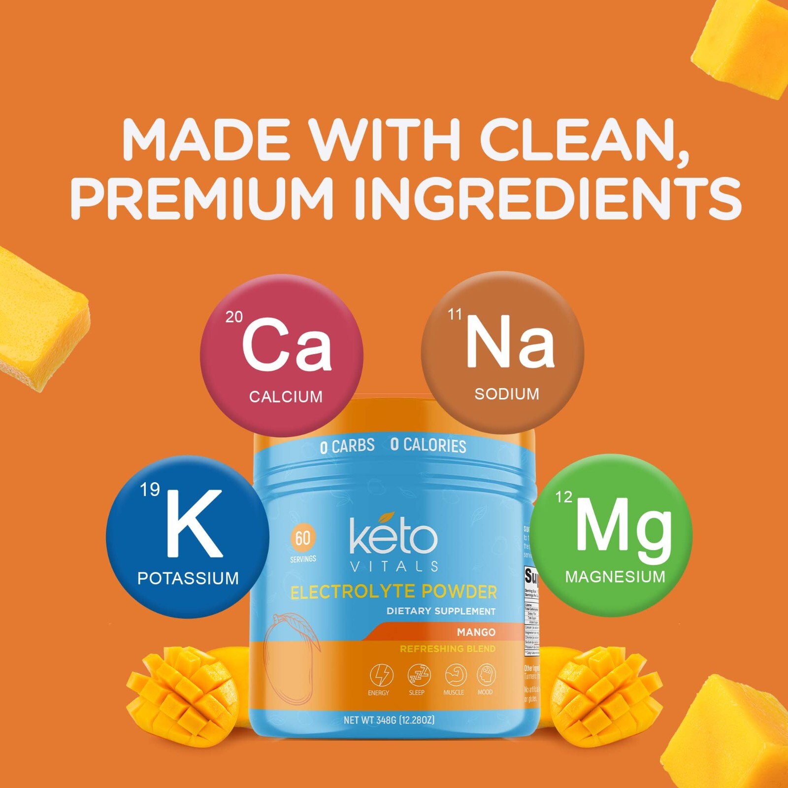 Keto Vitals Electrolyte Powder Mango Energy Drink