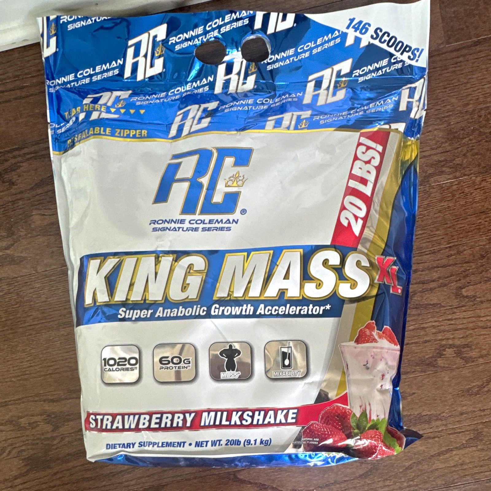Ronnie Coleman Signature Series King Mass XL Mass Gainer Strawberry 20 lb 08/26