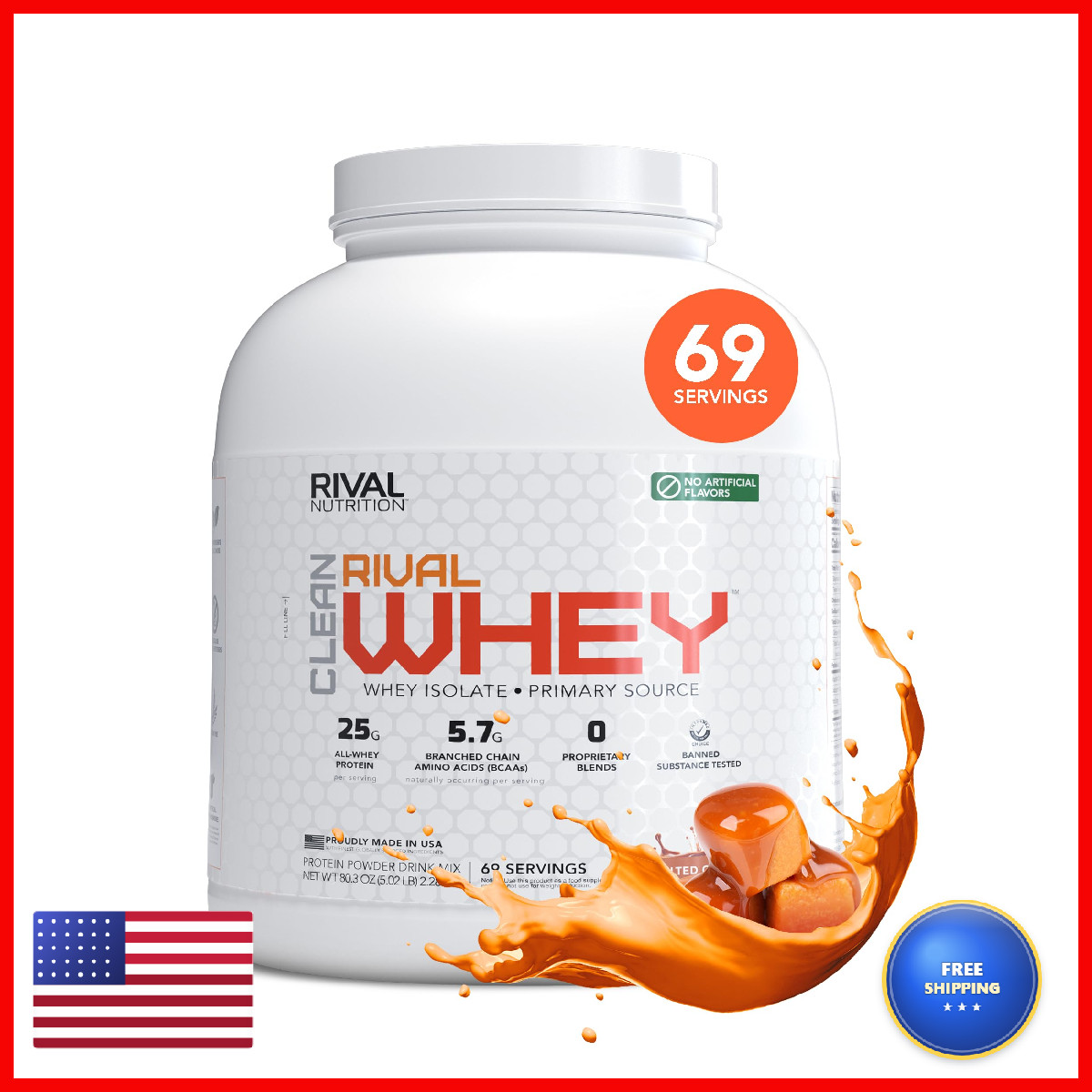 Rival Nutrition Clean Rival Whey Salted Caramel Protein Powder I Whey Isolate