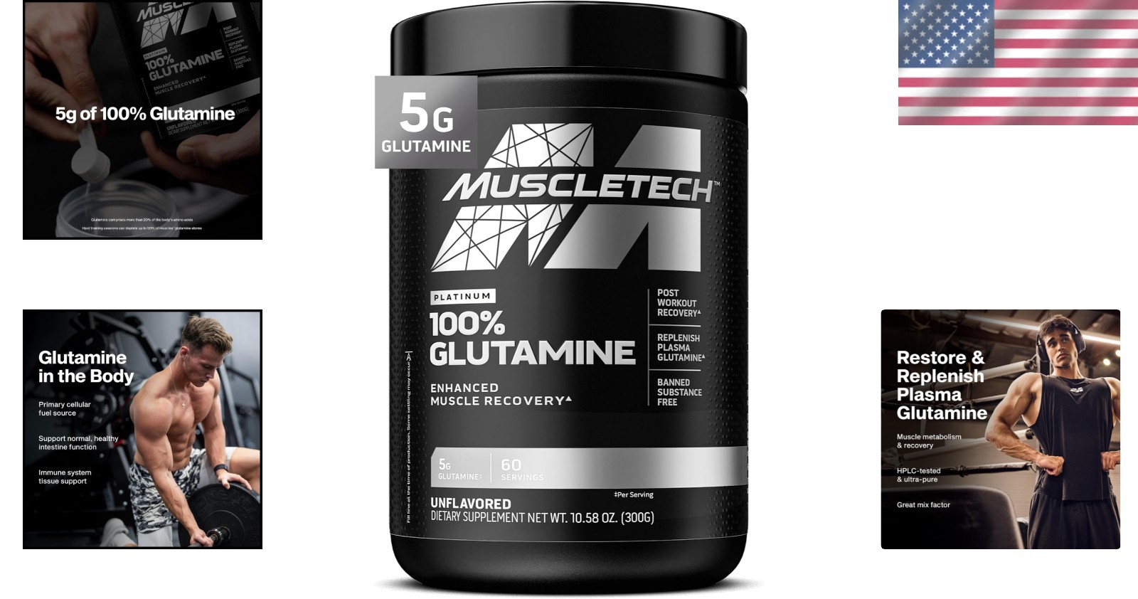 Essential L-Glutamine Powder | Boost Energy & Recovery | Unflavored, 60 Servings