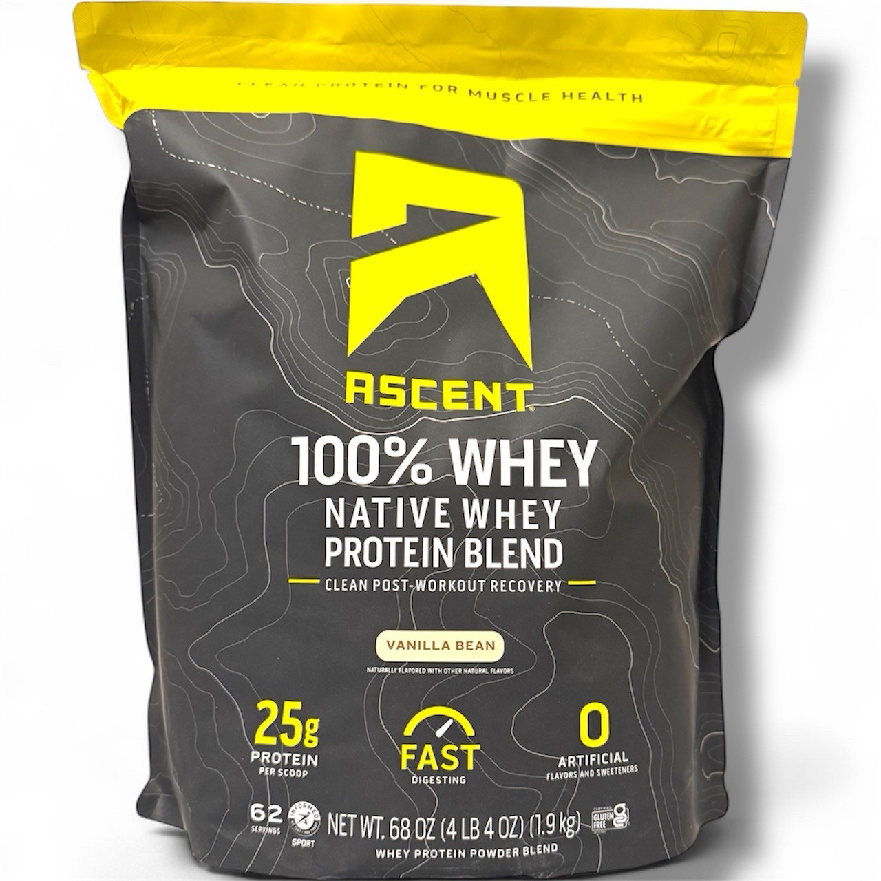 Ascent 100% Whey Protein Blend Vanilla Bean Native 4.25 LBS 62 Servings