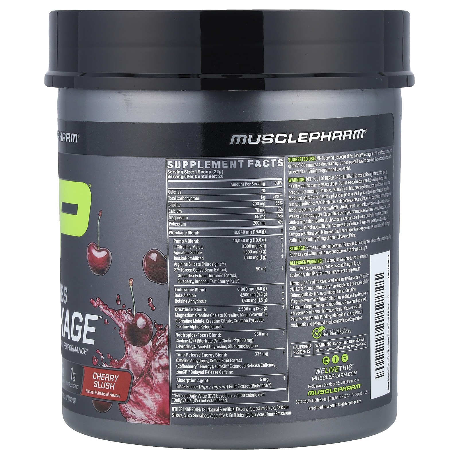 Pro Series Wreckage™, Pre-Workout, Cherry Slush, 15.5 oz (440 g)