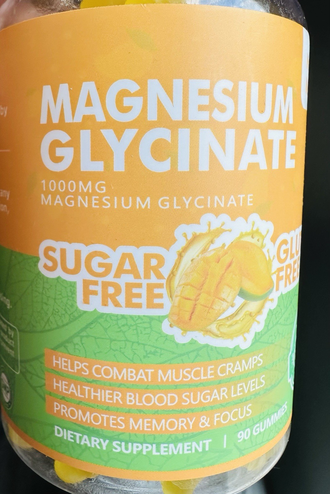 Novo Mins MAGNESIUM GLYCINATE 1000mg Per Serving (2 Gummies) No Sugar-No Gluten