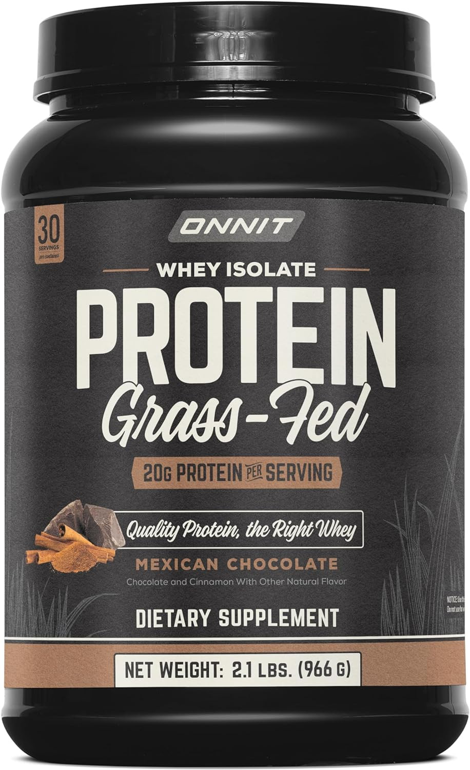 ONNIT Grass Fed Whey Isolate Protein, Mexican Chocolate, 30.7oz