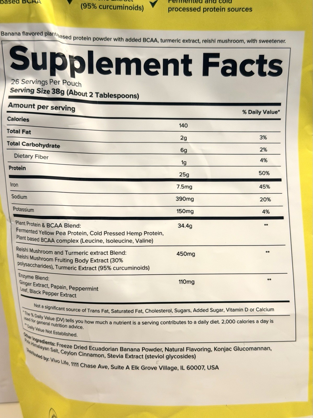 Vivo Life Perform Plant Protein Banana & Cinnamon 2.18 Lb. 25g Of Protein 04/26
