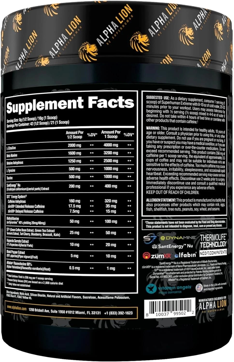 Alpha Lion Superhuman Extreme Energy Pre-Workout Hulk Juice 21 Full Servings New