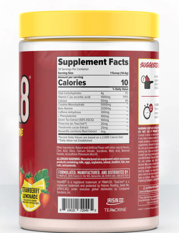 FINAFLEX STIMUL8 Preworkout Calypso Strawberry Lemonade 30 servings 5g creatine