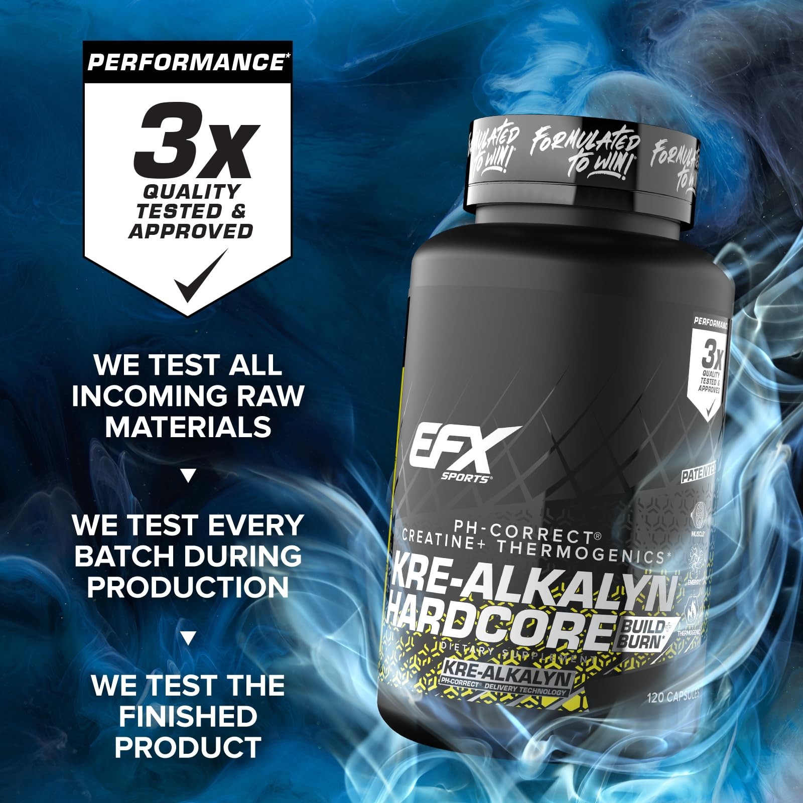 EFX Sports Kre-Alkalyn Hardcore 120 Capsules 120 Count (Pack of 1), No Color