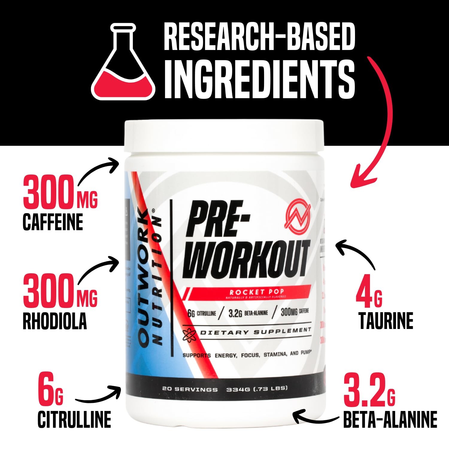 Outwork Nutrition Preworkout For Men Women – Nootropic Pre Workout Without