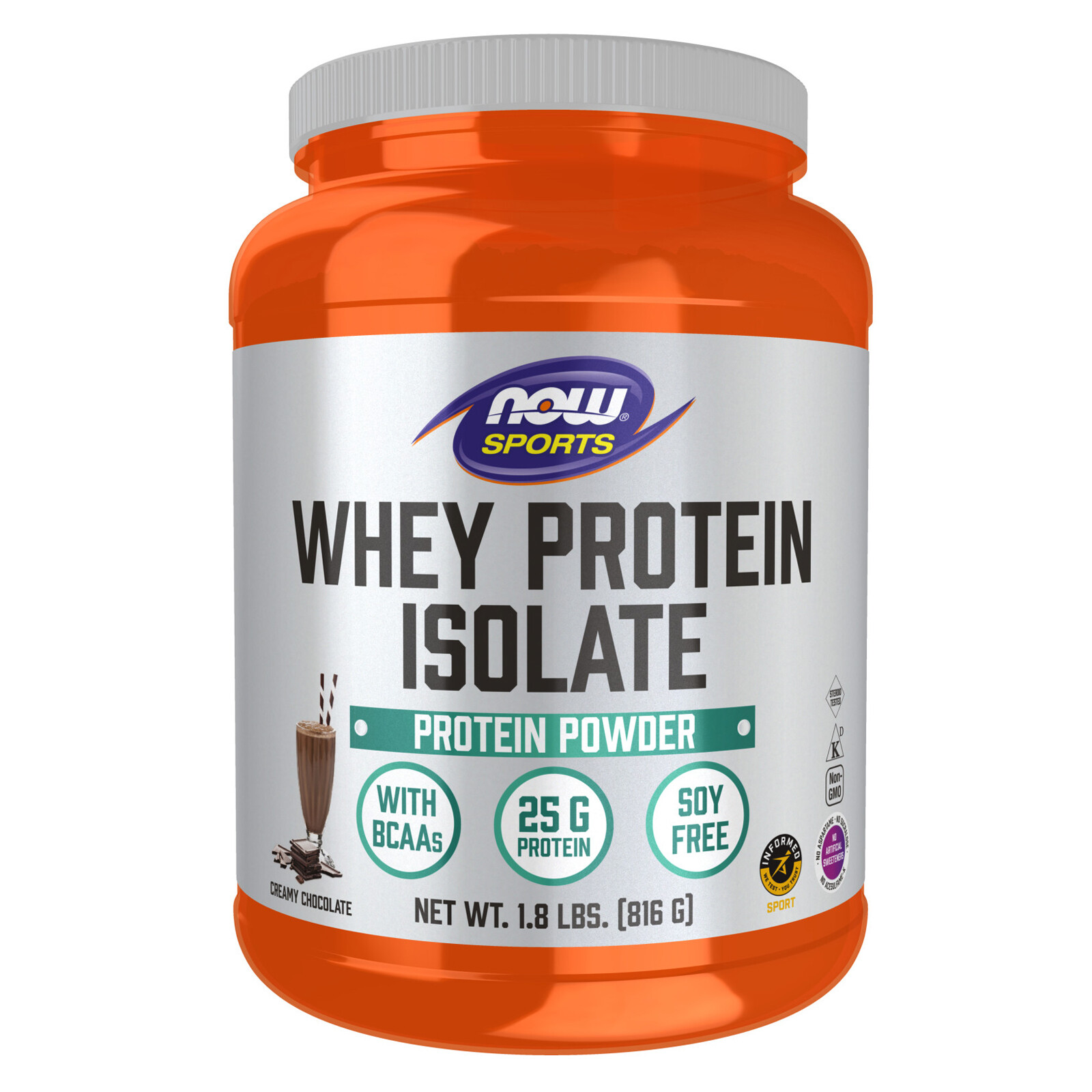NOW FOODS Whey Protein Isolate Creamy Chocolate Powder 1.8 lbs.