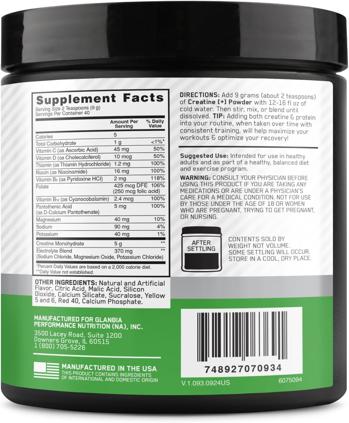 Creatine Monohydrate plus Powder, Orange Passionfruit Flavored Creatine Perfo…