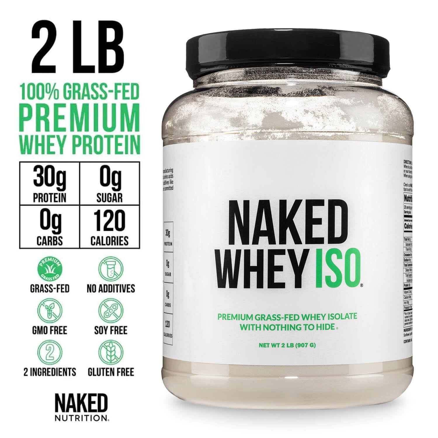 NAKED Whey Isolate Protein – Only 2 Ingredients, 30g 2 Pound (Pack of 1)