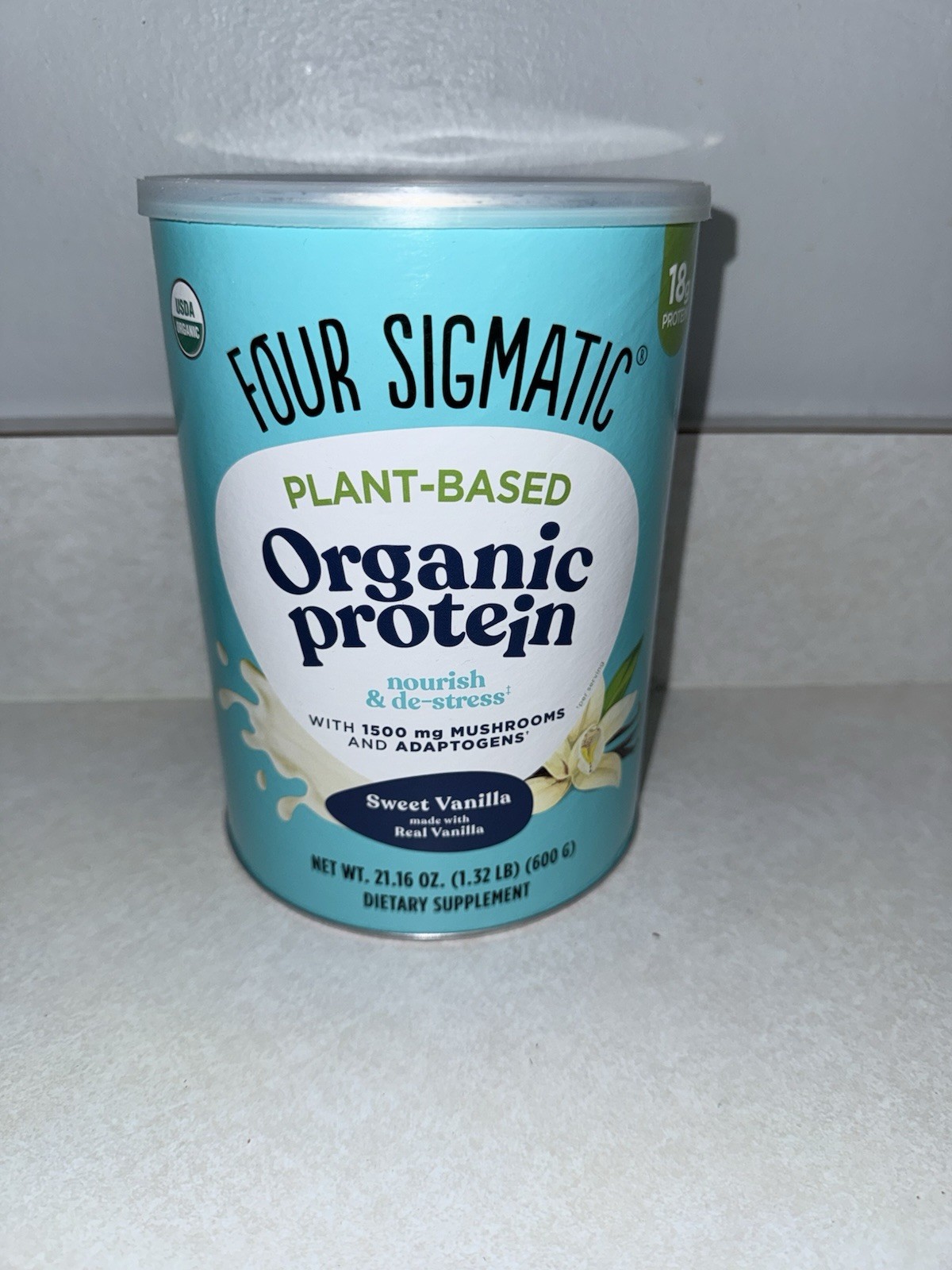 Four Sigmatic Organic Plant-Based Protein Sweet Vanilla 600g NEW Sealed Exp 7/26