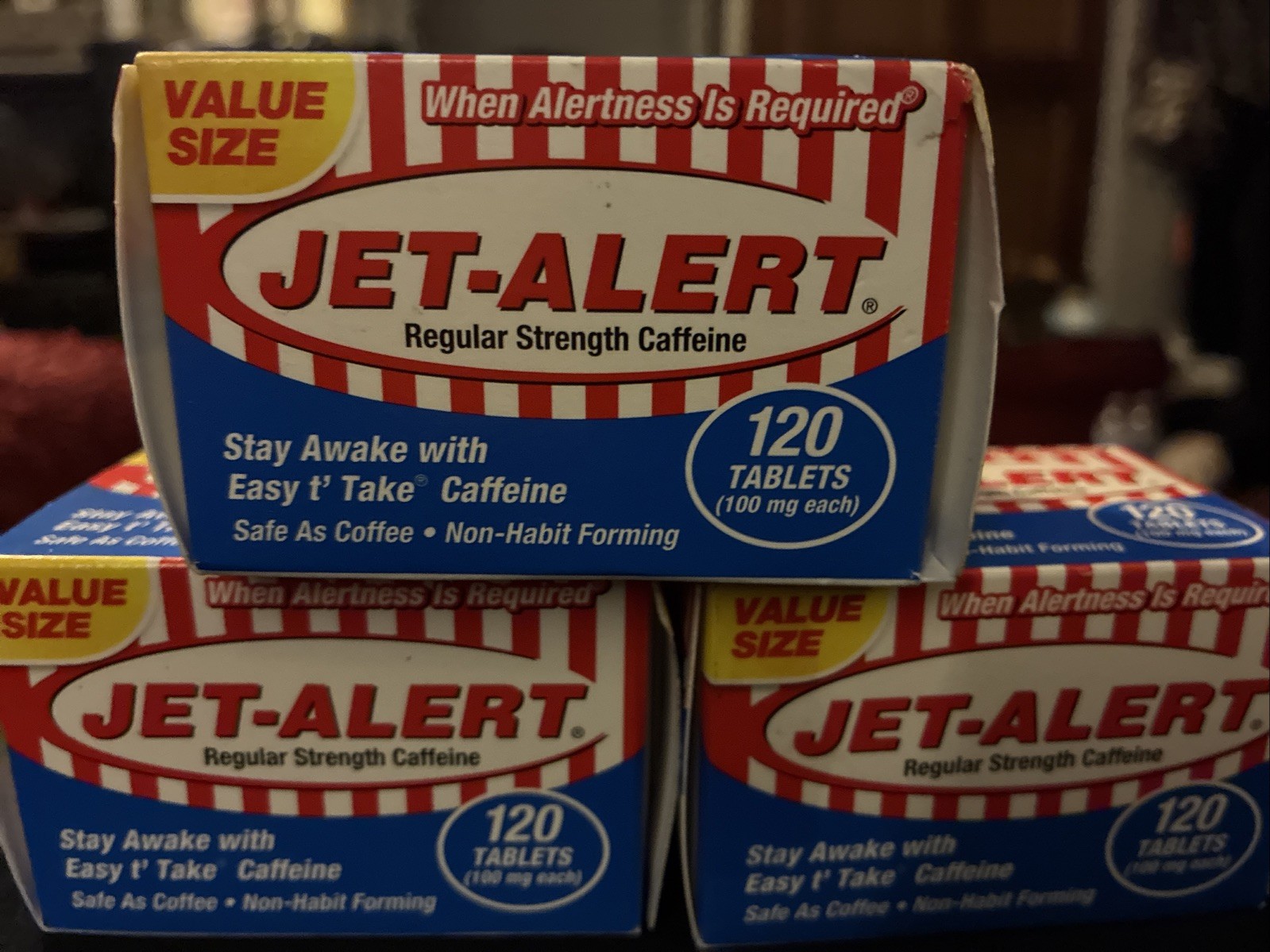 x3 Jet Alert Regular Strength Caffeine 100mg Tablet 120 Ct Ea. (PACK OF 3)