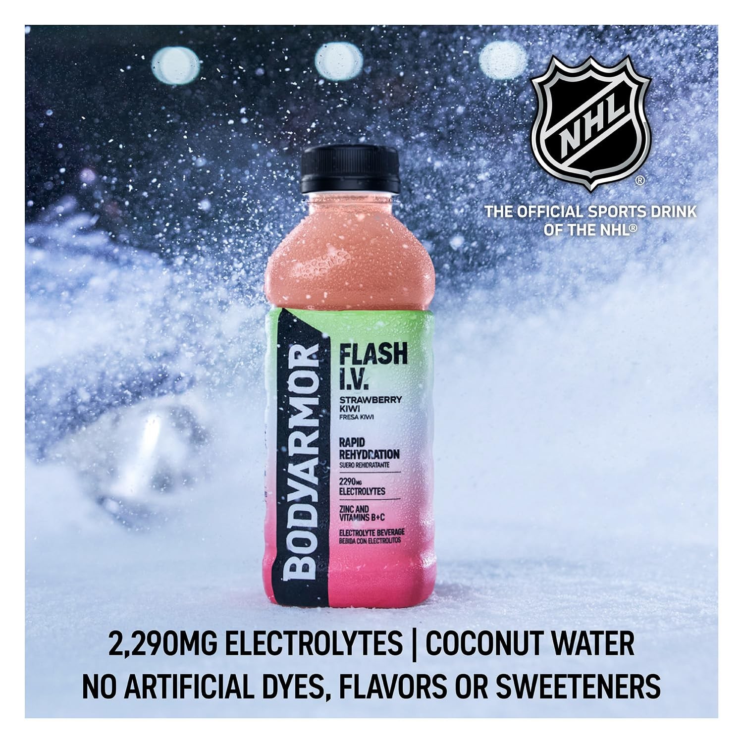 BODYARMOR Flash I.V. Electrolyte Beverage, Strawberry Kiwi, Hydration Drink with