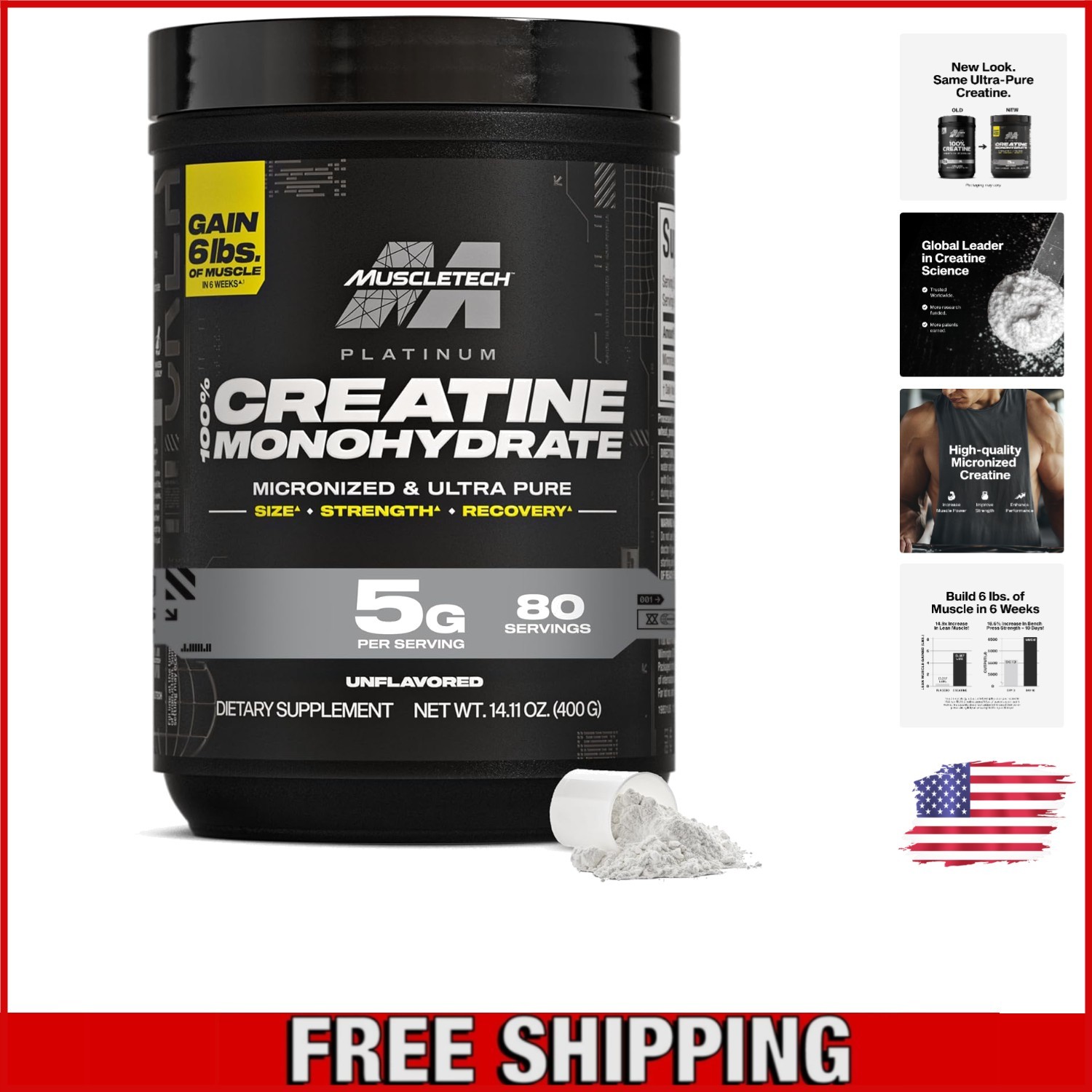 Ultra-Pure Micronized Creatine Monohydrate Powder – 14.11oz for Peak Performance