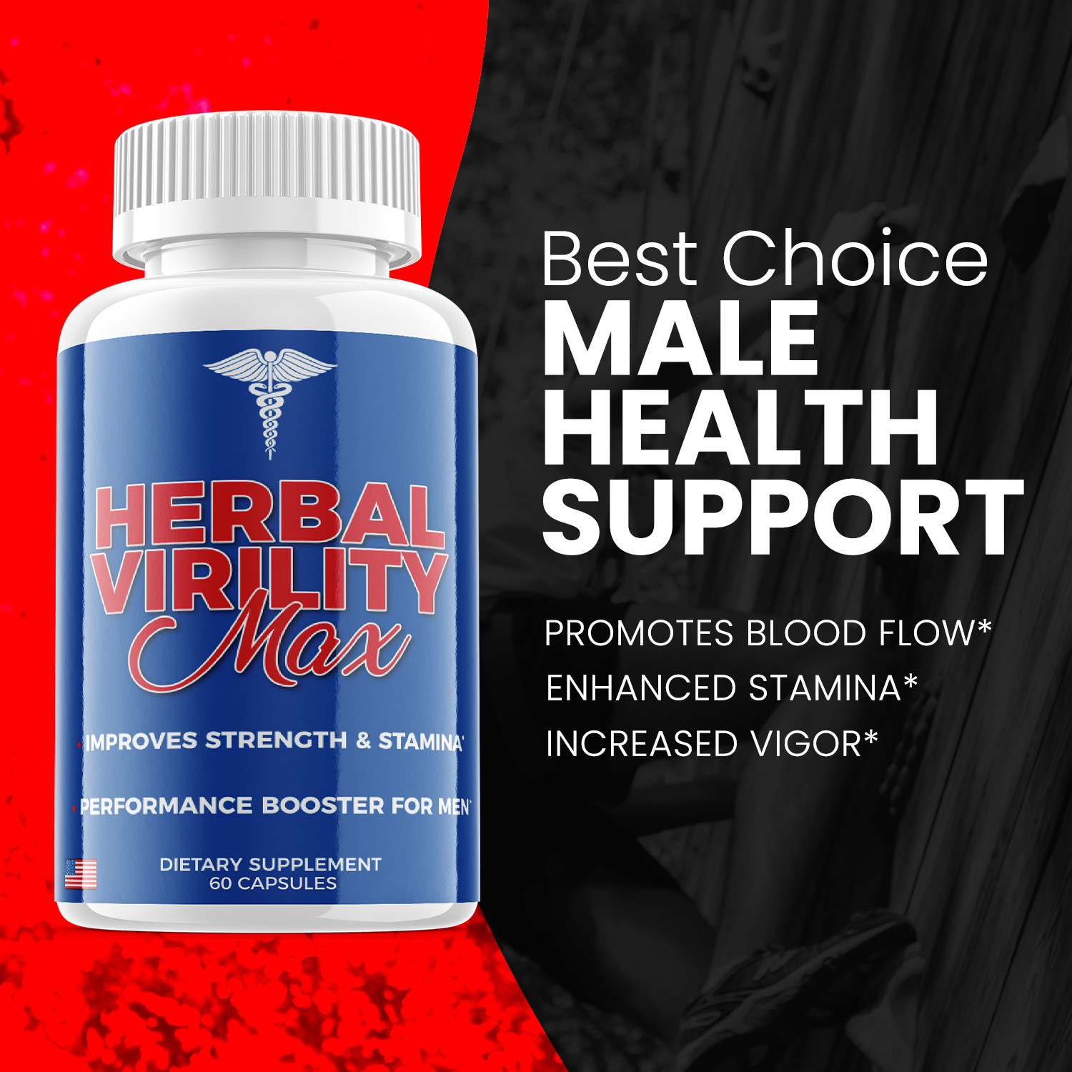 Herbal Virility Max Men Pills, Herbal Virility Max Male Support (60 Capsules)