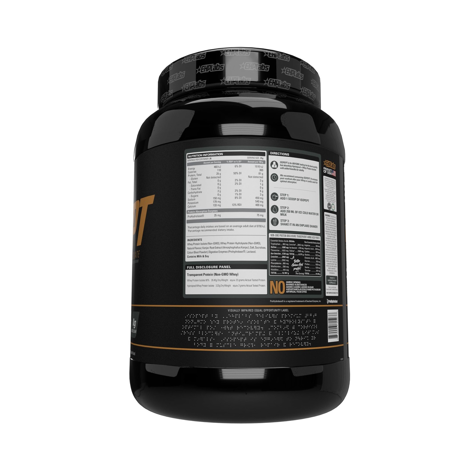 IsoPept Hydrolyzed Whey Protein Powder by EHPlabs – 100% Whey Protein Isolate &