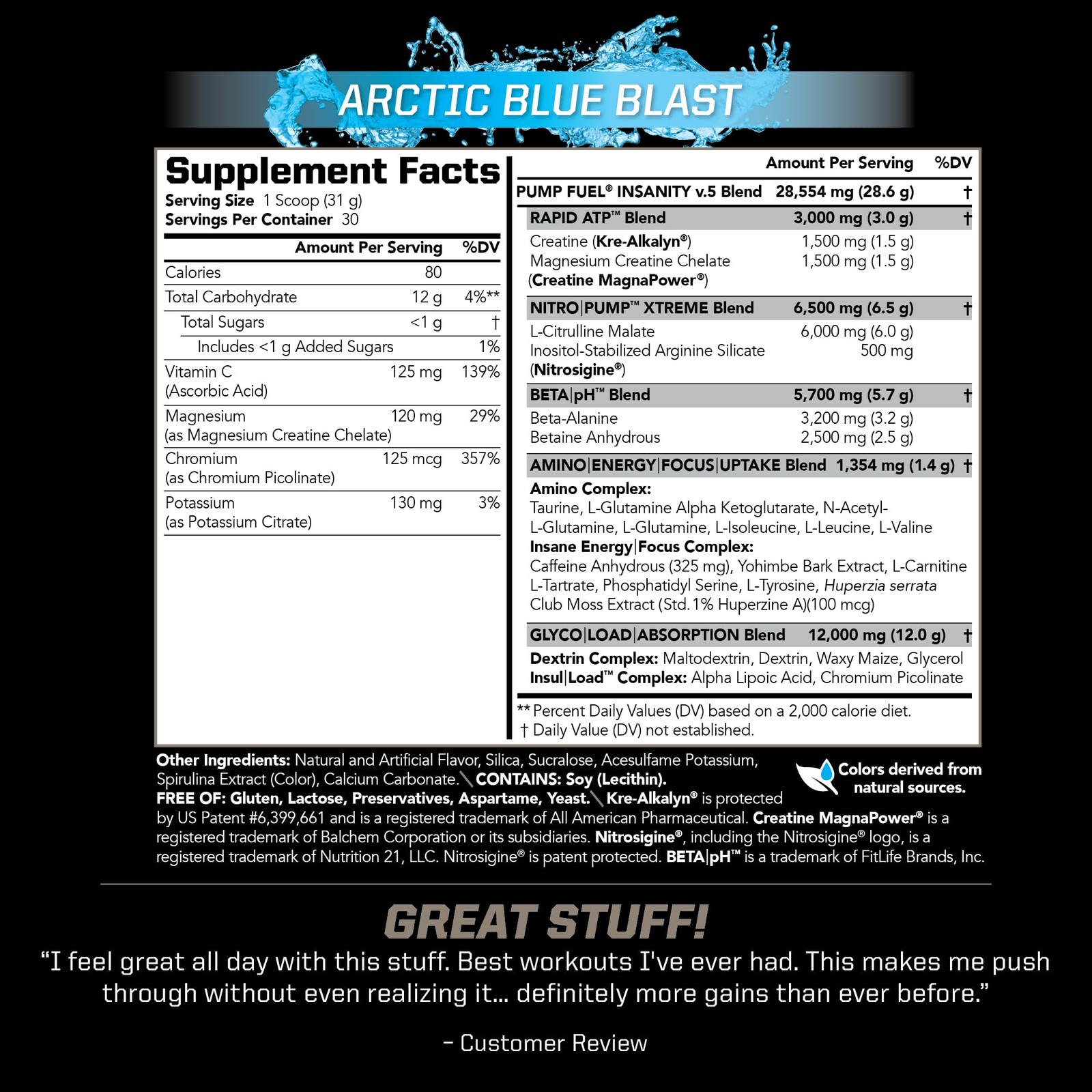 PMD Sports Pump Fuel Ultra 2.05 Pound (Pack of 1), Arctic Blue Blast