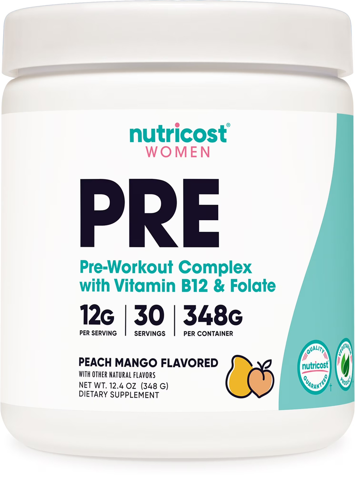 Pre-Workout Supplement Powder for Women, Peach Mango, 30 Servings