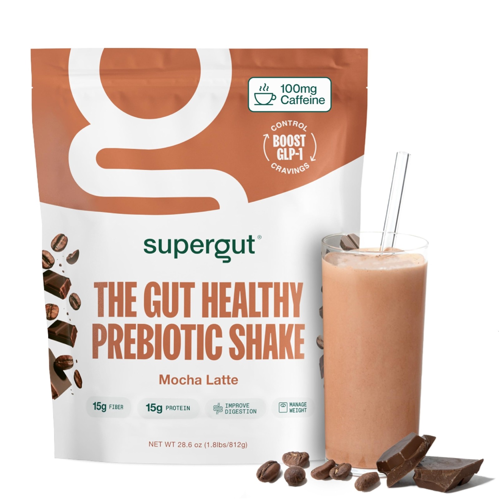Supergut Prebiotic Protein And No Added Food Snack Mocha Latte 14 Servings