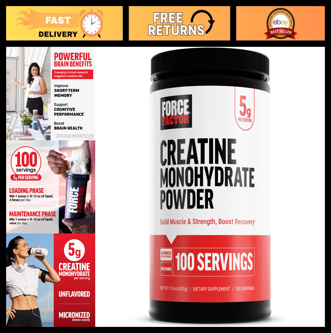 Micronized Creatine Monohydrate Powder 500g – 5g Dose for Muscle Growth & Recove