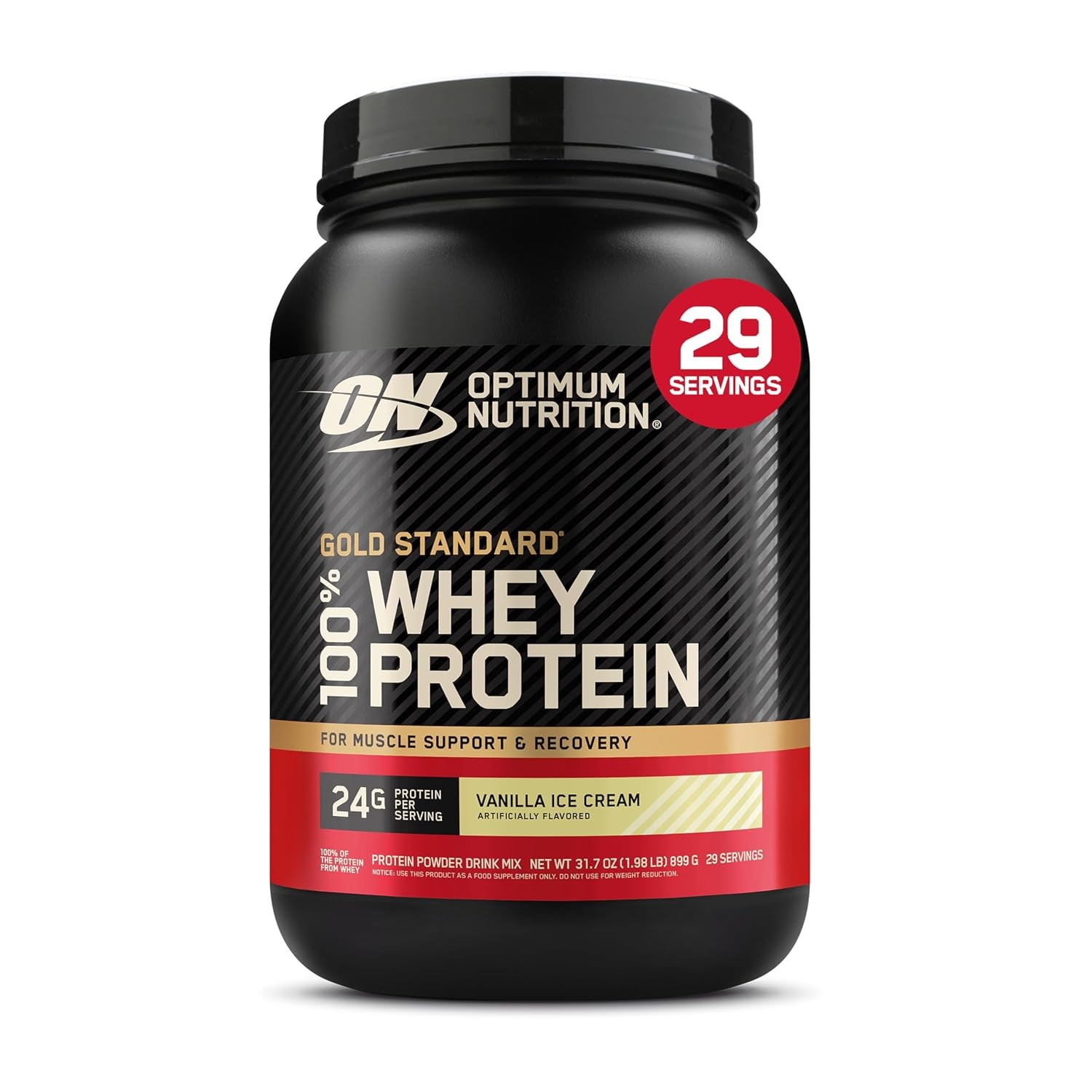 Optimum Nutrition 100% Whey Protein 2 Pound Vanilla Ice Cream Protein Powder