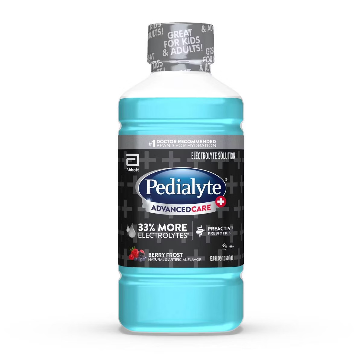 Pedialyte ADVANCED CARE 33% More Electrolytes Berry Frost 33.8 fl oz- Pack of 4